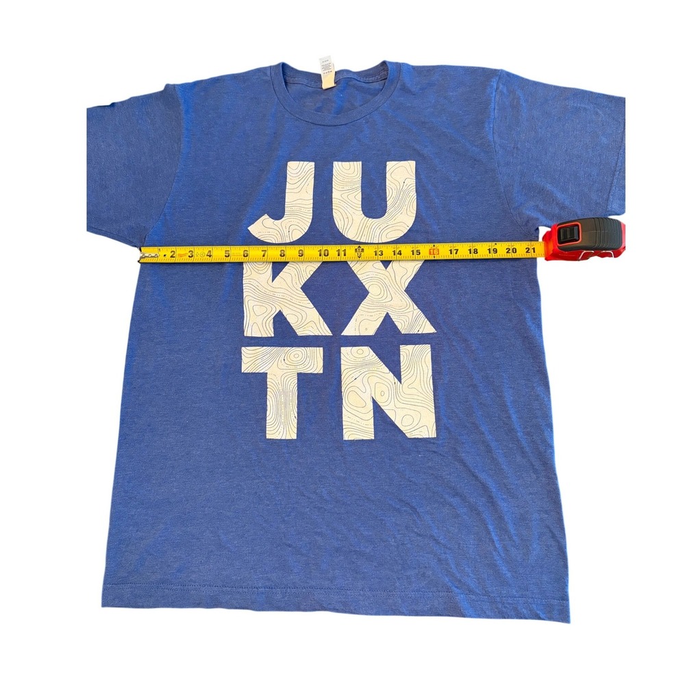 JUKXTN Graphic T-Shirt Blue  Short Sleeve Crew Neck Tee - Picture 3 of 6